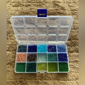 Assorted Rainbow Glass Beads with Organizer